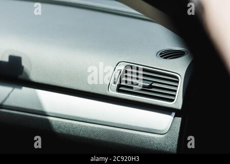 Selective focus of regulator of ventilation system in car Stock Photo