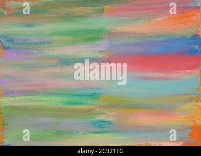 Colorful background with oil paints on grainy linen canvas Stock Photo