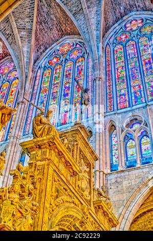 Leon Cathedral interior, Spain Stock Photo