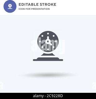 Table Clock icon vector, filled flat sign, solid pictogram isolated on white, logo illustration. Table Clock icon for presentation. Stock Vector
