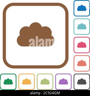 Cloud simple icons in color rounded square frames on white background Stock Vector