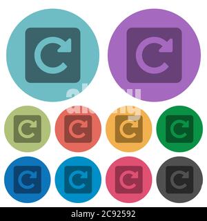Rotate right darker flat icons on color round background Stock Vector