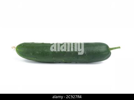 green oblong cucumber isolated on white background, close up Stock Photo