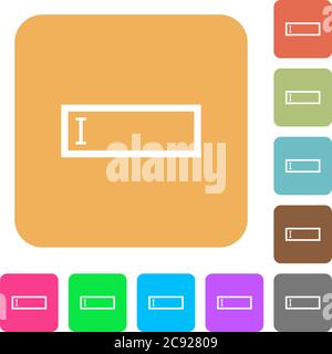 Editbox with editing cursor flat icons on rounded square vivid color backgrounds. Stock Vector