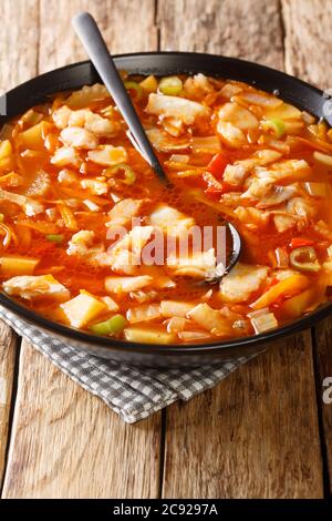 Bermuda fish chowder is a soup that is considered the national dish of Bermuda. Its basic ingredients are fish, tomatoes and onions, seasoned with bla Stock Photo