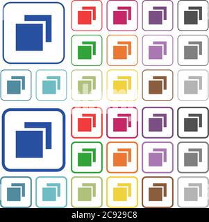 Overlapping elements color flat icons in rounded square frames. Thin and thick versions included. Stock Vector