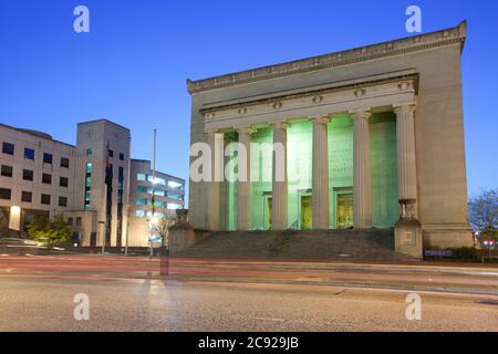 Baltimore, Maryland, United States - View at dawn of the War Memorial building. Stock Photo
