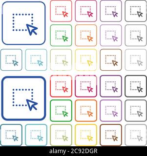 Drag and drop operation color flat icons in rounded square frames. Thin and thick versions included. Stock Vector