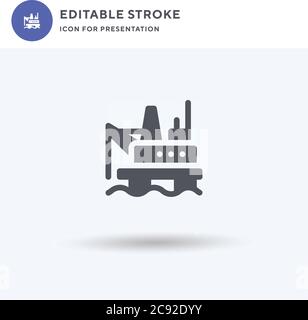 Oil Platform icon vector, filled flat sign, solid pictogram isolated on white, logo illustration. Oil Platform icon for presentation. Stock Vector