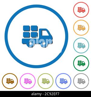 Transport flat color vector icons with shadows in round outlines on white background Stock Vector