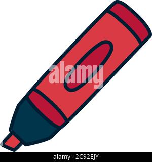 highlighter pen icon over white background, fill and line style, vector illustration Stock Vector