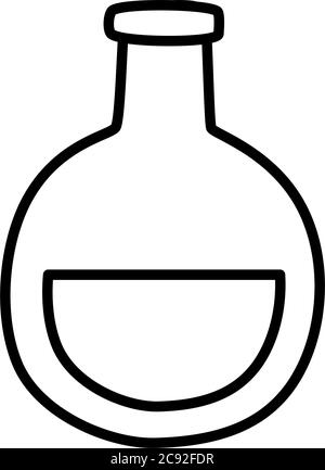 round chemical flask icon over white background, line style, vector ...