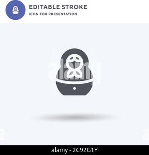 Matryoshka Doll icon vector, filled flat sign, solid pictogram isolated on white, logo illustration. Matryoshka Doll icon for presentation. Stock Vector