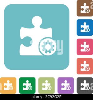 Plugin settings white flat icons on color rounded square backgrounds Stock Vector