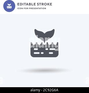 Whale icon vector, filled flat sign, solid pictogram isolated on white, logo illustration. Whale icon for presentation. Stock Vector