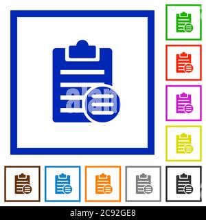 Note options flat color icons in square frames on white background Stock Vector