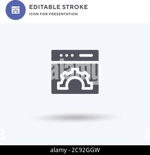 Web Settings icon vector, filled flat sign, solid pictogram isolated on white, logo illustration. Web Settings icon for presentation. Stock Vector
