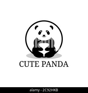 cute panda logo designs vector, cute animal care vector design illustrations Stock Vector