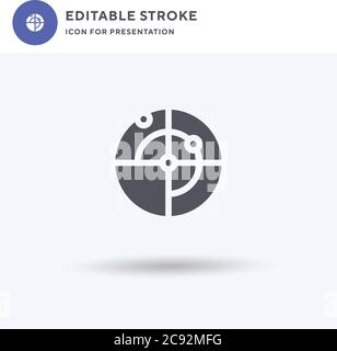Radar icon vector, filled flat sign, solid pictogram isolated on white, logo illustration. Radar icon for presentation. Stock Vector