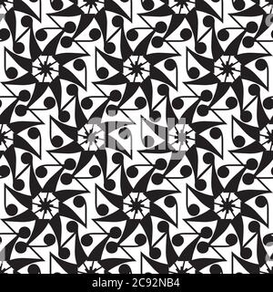 Repeating pattern on a white background of sharp black star shapes close together, geometric vector illustration Stock Vector