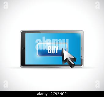 Tablet buy button illustration design over a white background Stock Vector