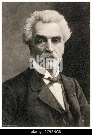 Jean Léon Gérôme (1824-1904), French painter, artist and sculptor, portrait engraving by Henry Wolf, 1898 Stock Photo