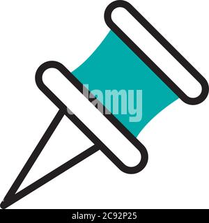 paper pin icon over white background, half line half color style, vector illustration Stock Vector