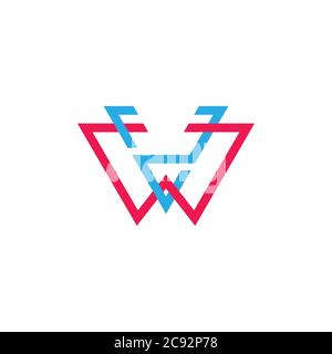 letter vw linked colorful logo vector Stock Vector