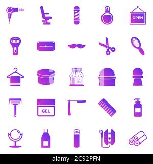 Barber gradient icons on white background, stock vector Stock Vector