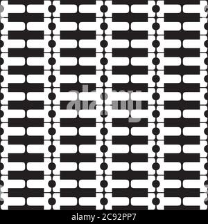 Basic black dots and horizontal bars connected by lines in columns in a repeating pattern on a white background, geometric vector illustration Stock Vector