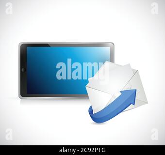 Tablet and email. contact us on the go concept illustration design Stock Vector