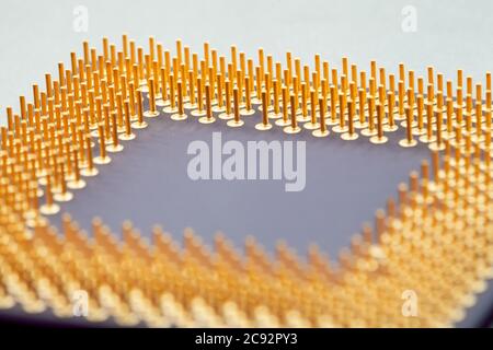 The computer processor contacts in a shot, macro. Stock Photo