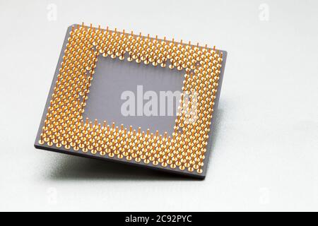 The computer processor contacts in a shot, macro. Stock Photo