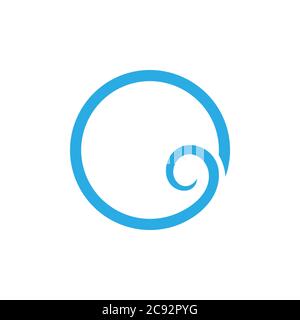loop blue wavy spiral circle logo vector Stock Vector