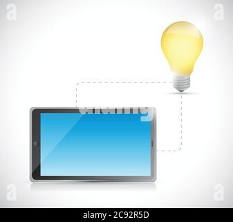 Tablet connection. light bulb idea electronic concept illustration design Stock Vector