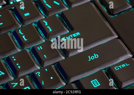 message on computer keyboard shift key,  job. Stock Photo