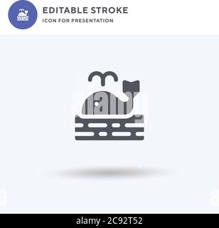 Whale icon vector, filled flat sign, solid pictogram isolated on white, logo illustration. Whale icon for presentation. Stock Vector