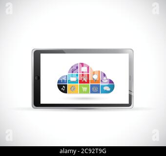 Flat vector illustrations of tablet computers showing data charts ...