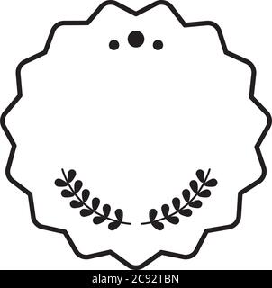 icon of seal stamp with decorative leaves wreath icon over white background, line style, vector illustration Stock Vector