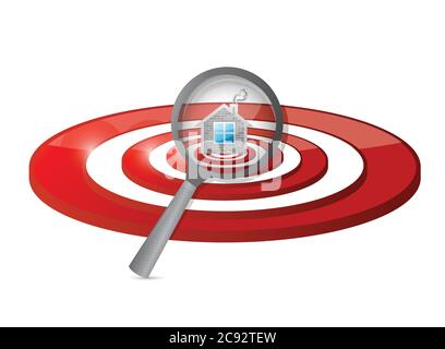 Home under target inspection concept illustration design over white Stock Vector