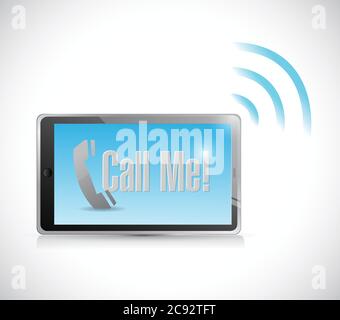 Call me message on a tablet. illustration design over a white background Stock Vector