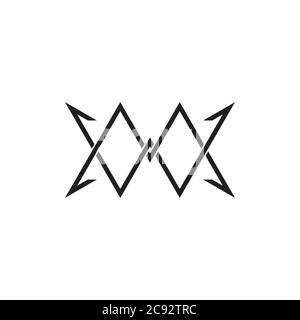 letter mw arrow thin line geometric logo vector Stock Vector