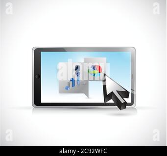 Tablet business message bubble illustration design over a white background Stock Vector