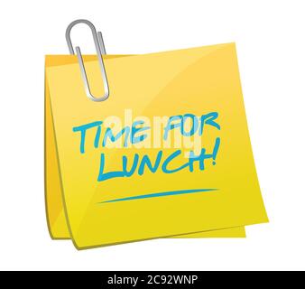 Time for lunch post illustration design over a white background Stock Vector