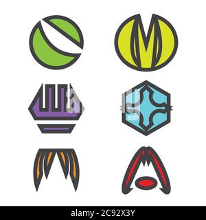 Hipster style icons, labels for logo design. Abstract geometric pattern shapes template, possible deconstruction. Stock Vector