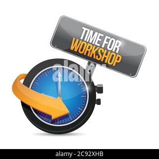 Time for workshop sign illustration design over a white background Stock Vector