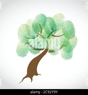 Family tree fingerprint illustration design over a white background Stock Vector
