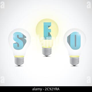 Seo light bulb illustration design over a white background Stock Vector