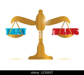 Balance trust and jealous sign illustration design over a white background Stock Vector