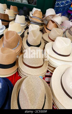 hat on sale on street market in Vienna, Austria Stock Photo